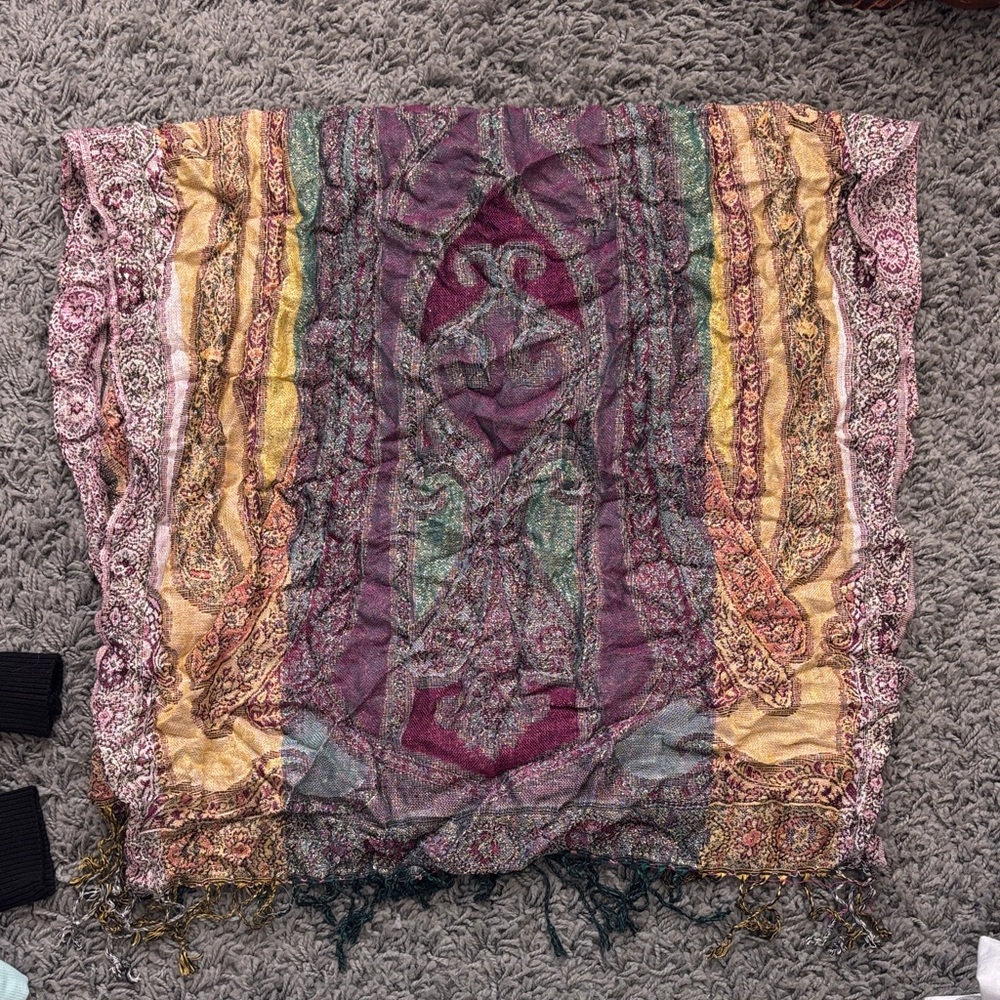 Icing Multicolor Paisley Lightweight Scarf with Fringe